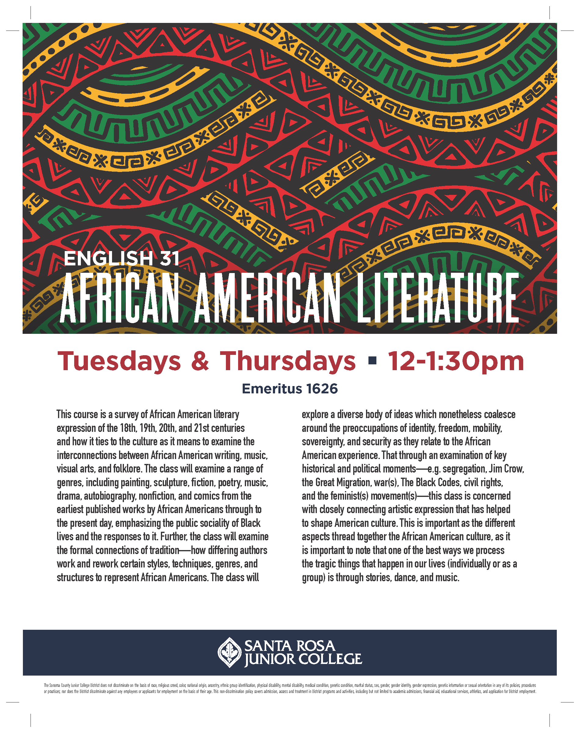 Flyer for African American Literature