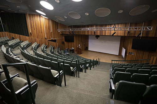 Newman Auditorium stage and seating